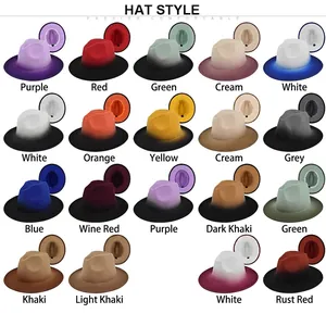 Vintage felt fedora hats in various gradient ombre colors and wide brim styles