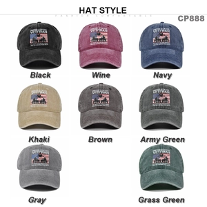 Matrix display of vintage washed cotton baseball caps in 8 colors with US Veteran embroidery
