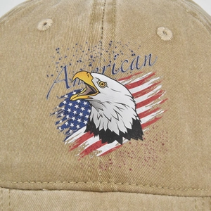 Cappello da Baseball Vintage in Cotone Lavato con Stampa Aquila e Bandiera Americana Berretto Distressed Regolabile per Esterno