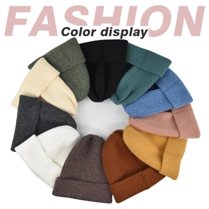 Berretto in Maglia di Finto Cashmere per Uomo Donna Inverno Caldo con Risvolto a Costine Tinta Unita Quotidiano Outdoor Elastico