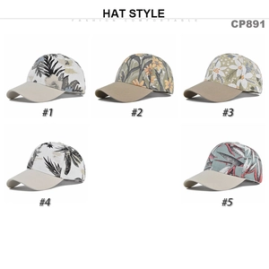Collectie graffiti-print baseballcaps met bloemenpatronen en gebogen kleppen