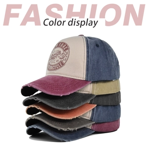 Detailansicht verschiedener Farboptionen von Distressed Vintage Motorrad Baseball Caps