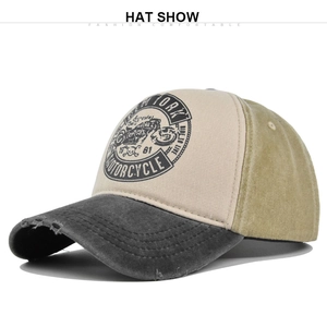Detailansicht der Route 66 Baseballkappe mit Vintage-Stickerei und abgenutztem Rand