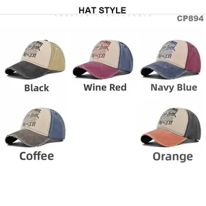 Close-up of vintage distressed baseball caps showing frayed edges and graffiti print