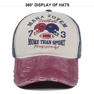 Vintage distressed baseball cap with graffiti print and patchwork wine red brim