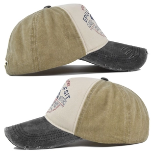 Dual-side view of vintage moto graffiti baseball cap with washed distressed details