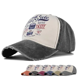 Vintage Distressed Baseball Cap American Retro Graffiti Print Worn Out Cotton Trucker Hat For Men Women Streetwear Sunshade