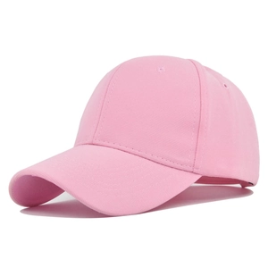 Detail of pink cotton twill baseball cap with curved brim and breathable eyelets