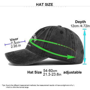 Guide des tailles pour casquette en coton avec tour de tête réglable de 54 à 60 cm