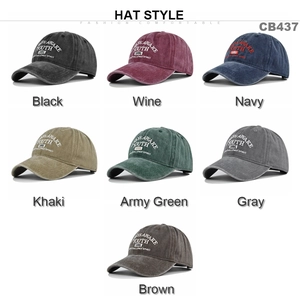 Vue détaillée montrant les options de couleurs des casquettes de baseball vintage brodées YOUTH