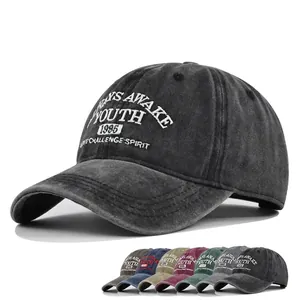 Casquette de Baseball Vintage Délavée Broderie Lettres YOUTH Réglable Coton Chapeau de Soleil Hommes Femmes Streetwear