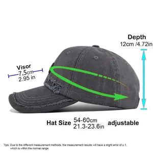 Unisex embroidered baseball cap with RR logo featuring vintage washed grey cotton fabric