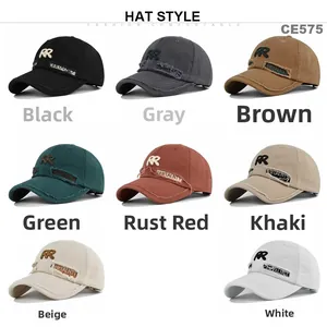 Detailed grid showing vintage RR embroidery baseball caps in eight assorted colors