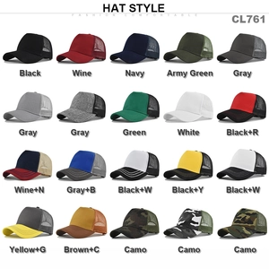 Collectie 5-panel trucker petten in 20 kleuren, inclusief effen en camouflage stijlen