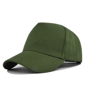 Classic army green 5-panel structured baseball cap in pure cotton with curved brim