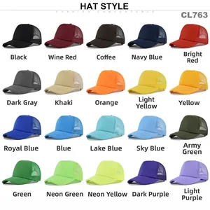 Detaillierter Katalog mit 20 Farboptionen für Schaumstoff Trucker Caps mit Netzeinsatz