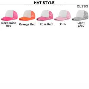 Bunte Mesh-Trucker-Caps mit Schwamm-Frontplatte und atmungsaktivem Mesh-Rücken in fünf Farben