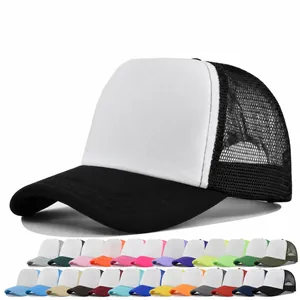 Unisex Plain Mesh Trucker Hut Atmungsaktive Schaumstoff-Vorderseite Gebogene Krempe Baseball Kappe Verstellbar Sonnenhut Für Outdoor Sport Freizeit