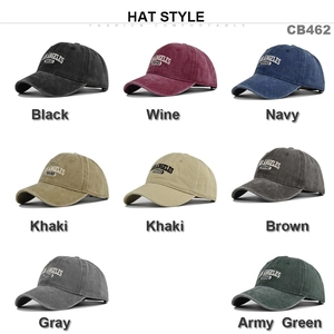 Washed cotton baseball caps with Los Angeles embroidery in eight vintage colors
