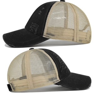 Detalle de gorra de béisbol vintage con malla transpirable y efecto desgastado artesanal