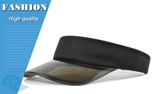 Detalle de la visera marrón transparente y la diadema elástica negra para protección solar