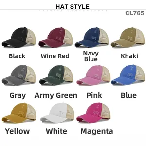 Cuadrícula de once gorras de béisbol lavadas con malla transpirable en varios colores