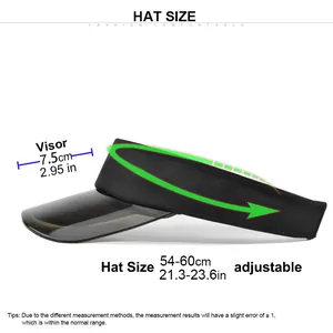 Guía de tallas para visera ajustable con ala de 7,5 cm y contorno de cabeza 54-60 cm