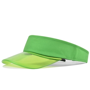 Detalle de la visera verde con banda de lona y ala de PVC transparente