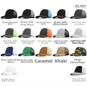 Grid view of 17 mesh baseball cap colors featuring breathable fabric and solid designs
