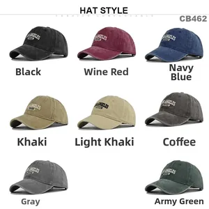 Detailed grid of vintage washed cotton baseball caps with Los Angeles 1960 embroidery