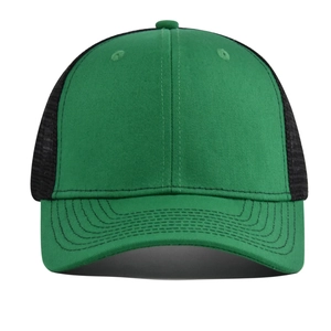 Classic green and black mesh trucker hat with curved brim for sun protection