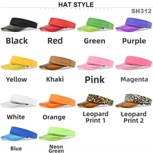 Vista macro de 14 viseras transparentes de colores con varios patrones deportivos de moda