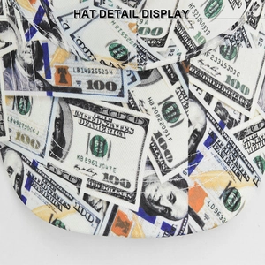 Baseball cap with all-over $100 bill money print and stitched brim detail