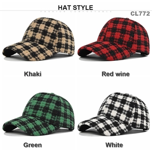 Vintage Tweed Plaid Baseball Cap Checkerboard Woven Adjustable Sun Hat For Men Women Autumn Winter Fashion Outdoor Cap