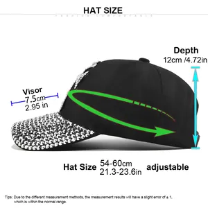 Tabella delle taglie per cappellino da baseball con strass con misure della visiera