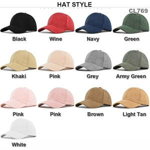 Collection de 13 casquettes de baseball en suédine colorées présentées en grille CL769