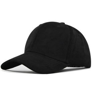 Casquette de baseball en daim noir classique avec couronne structurée et visière courbée