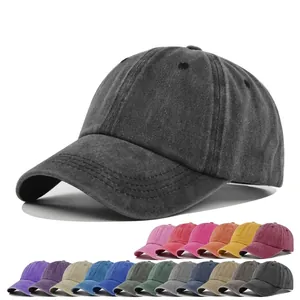 Vintage Washed Cotton Baseball Cap For Men Women Adjustable Solid Color Distressed Dad Hat Retro Sun Hat Casual Outdoor Headwear