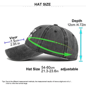 Size chart for adjustable washed cotton baseball cap with XOXO embroidery detail