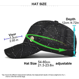 Adjustable black baseball cap with silver crisscross texture and metal logo detail