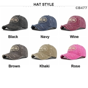 Distressed cotton baseball caps with New Orleans 3D embroidery in six vintage colors
