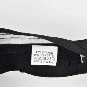 Detail of internal care label showing 80% polyester and 20% cotton material blend
