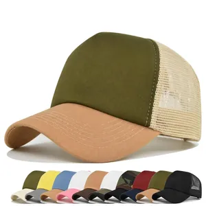Unisex Mesh Trucker Hat Breathable Adjustable Cotton Baseball Cap Contrast Color Outdoor Sport Sun Cap