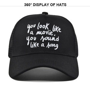 Breathable Mesh Trucker Hat Cotton Blend Baseball Cap With Letter Print You Look Like A Movie Adjustable Sun Hat