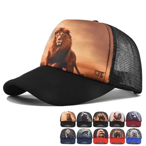 Animal Print Trucker Hat Mesh Breathable Baseball Cap Adjustable Sun Shade Polyester Cotton Blend Outdoor Fashion Hat Unisex