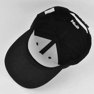 Detail view of the tactical baseball cap interior with 65% polyester 35% cotton fabric