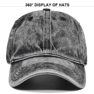 Vintage Πλυμένο Denim Καπέλο Baseball για Άνδρες Γυναίκες Distressed Βαμβακερό Dad Hat Μονόχρωμο Ρυθμιζόμενο Υπαίθριο Σπορ Retro Trucker Καπέλο