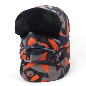 Colbacco Invernale Unisex Camouflage Geometrico Antivento Protezione Orecchie Fodera in Pelliccia Sintetica Con Maschera