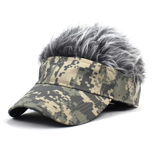 Novelty Camouflage Wig Visor Hat Funny Baseball Cap With Spiky Hair For Men Women Outdoor Party Sun Hat