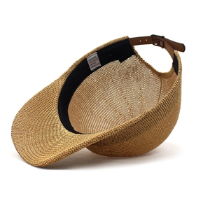 Women's straw weave visor hat with breathable mesh design and adjustable strap